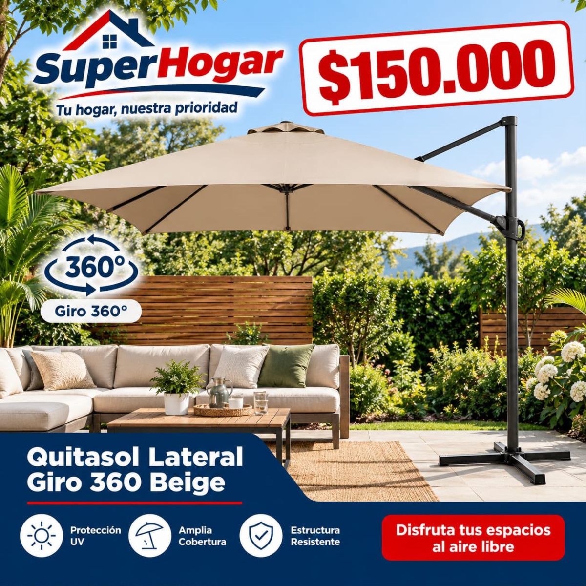 Piscina Quitasol para Terraza Lateral Gris 360 Vincenzi outlet