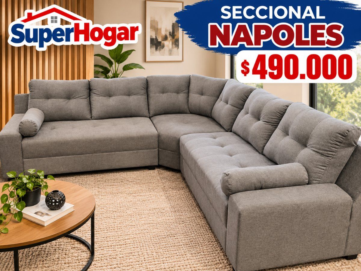 Sofá Seccional Gran Napoles Gris Lino outlet — precio outlet