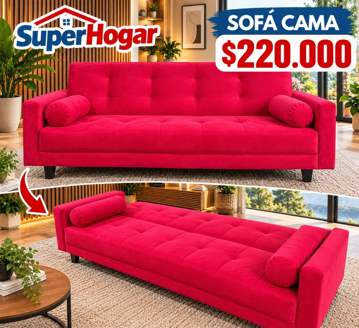 Sofá Cama Elisa Rojo outlet