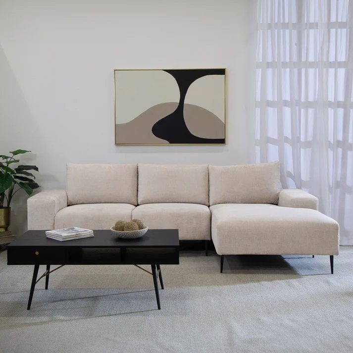 Sofá Seccional Derecho Moderno Beige Castelo outlet