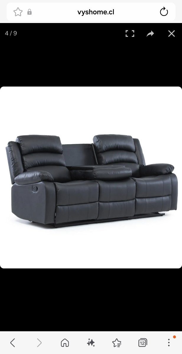 Berger Reclinable 3 Cuerpos Pu Negro Vys outlet — foto 3