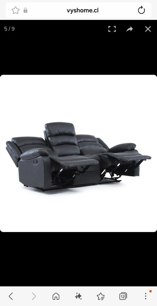 Berger Reclinable 3 Cuerpos Pu Negro Vys outlet — foto 4