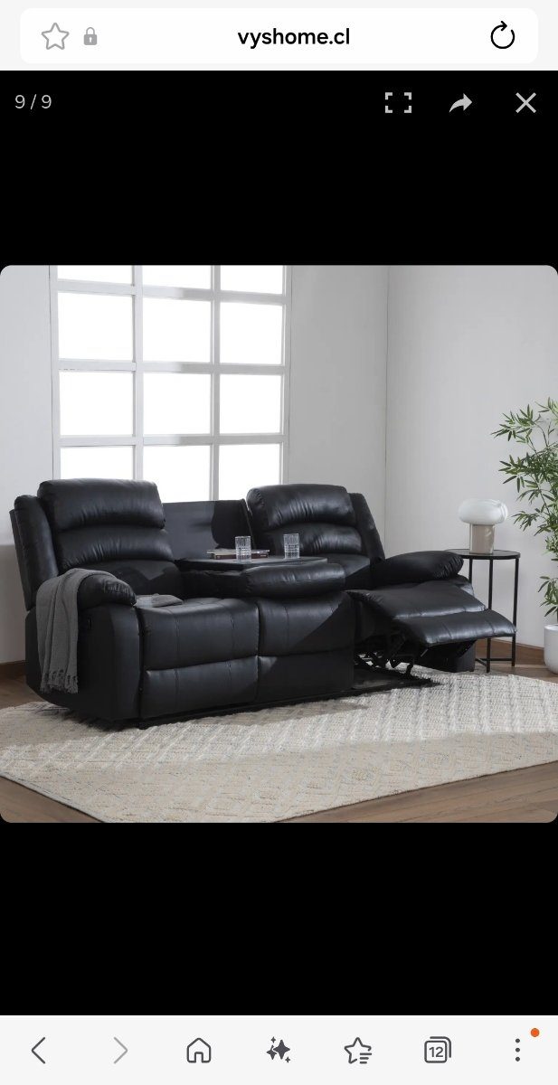 Berger Reclinable 3 Cuerpos Pu Negro Vys outlet — precio outlet